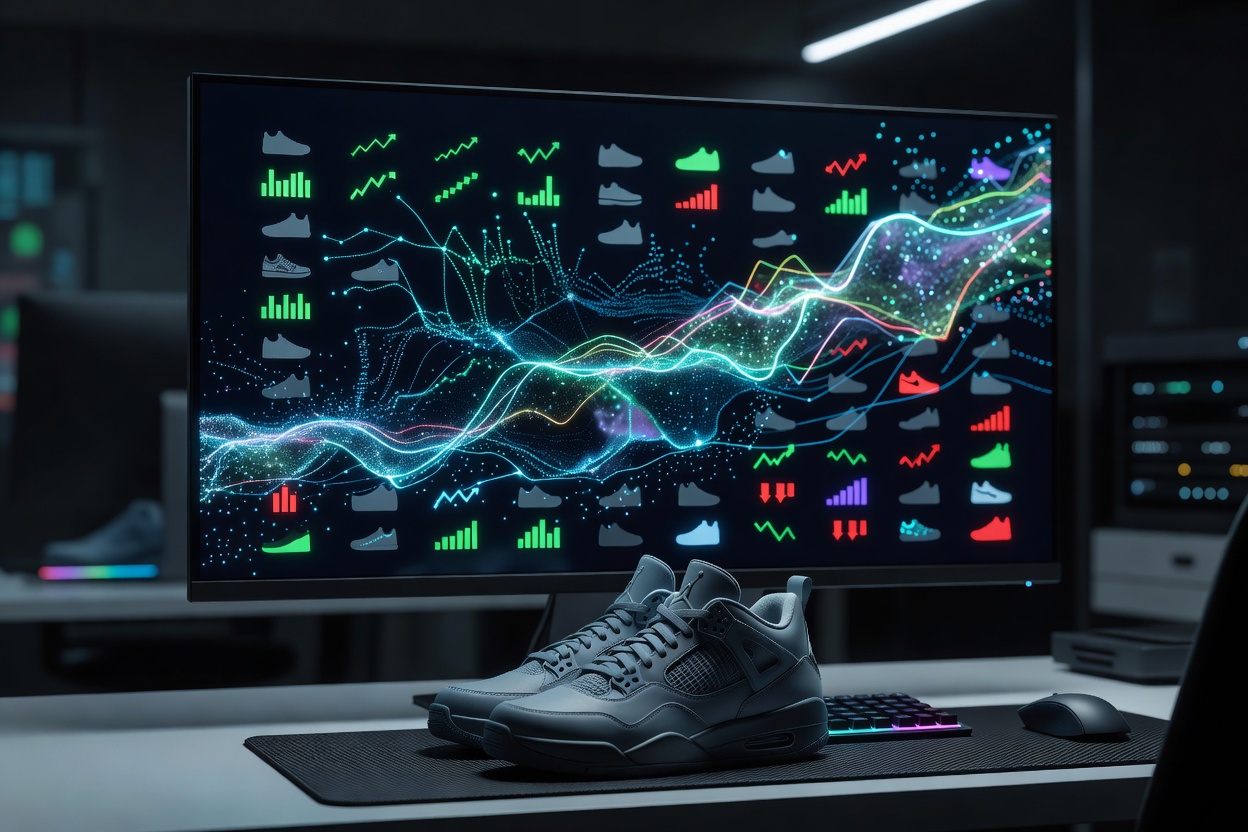Collectors inspecting rare limited sneakers