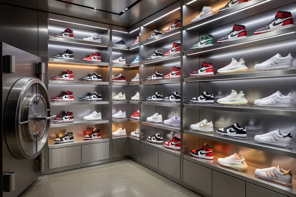 Temperature controlled sneaker vault storage setup